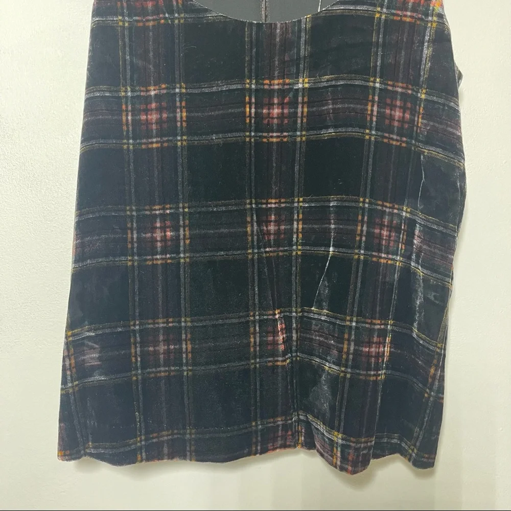 NWT J. Crew Stewart Tartan Velvet Plaid Tank Top Black Red Sz 0